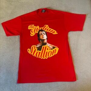1986‎ Italian Stallion Rocky T-Shirt - red and yellow cotton tee